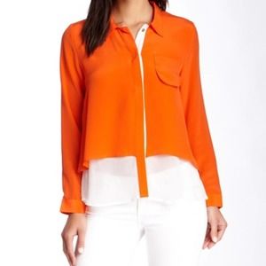 Line & Dot Silk Colorblock Wrap Back Blouse S NWT